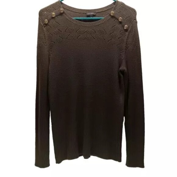Talbots Medium Button Accent Crewneck Rayon Blend Sweater Pullover Olive Green - Picture 1 of 8